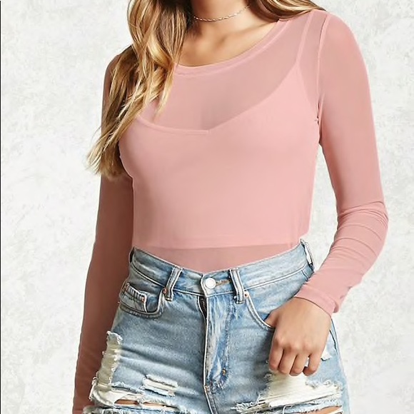 pink sheer crop top